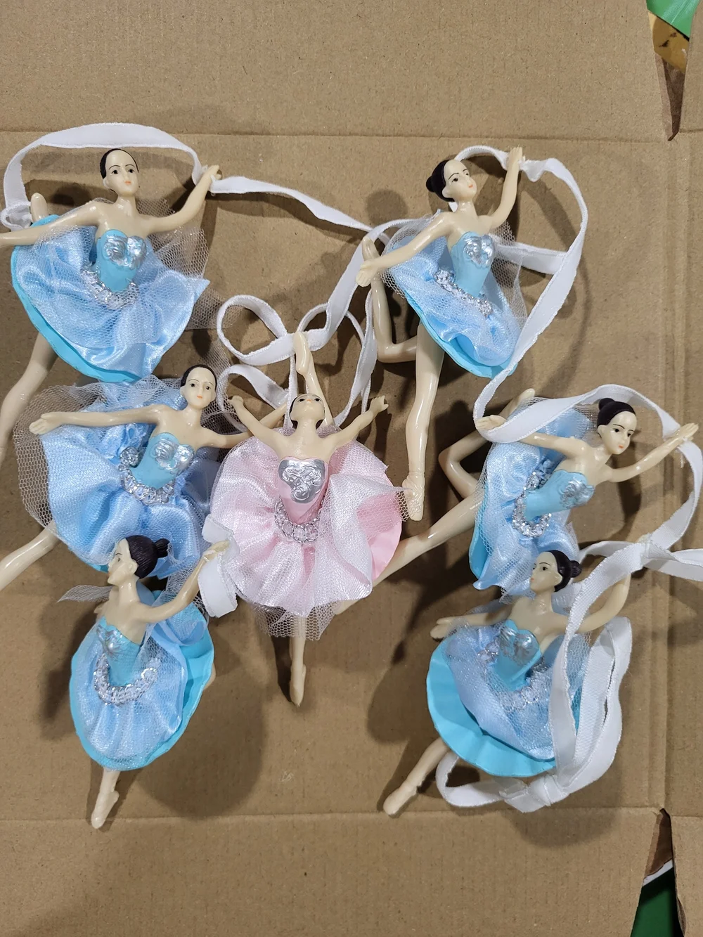 Ashland Ballerina Garland Ornaments in Light Blue and Pink